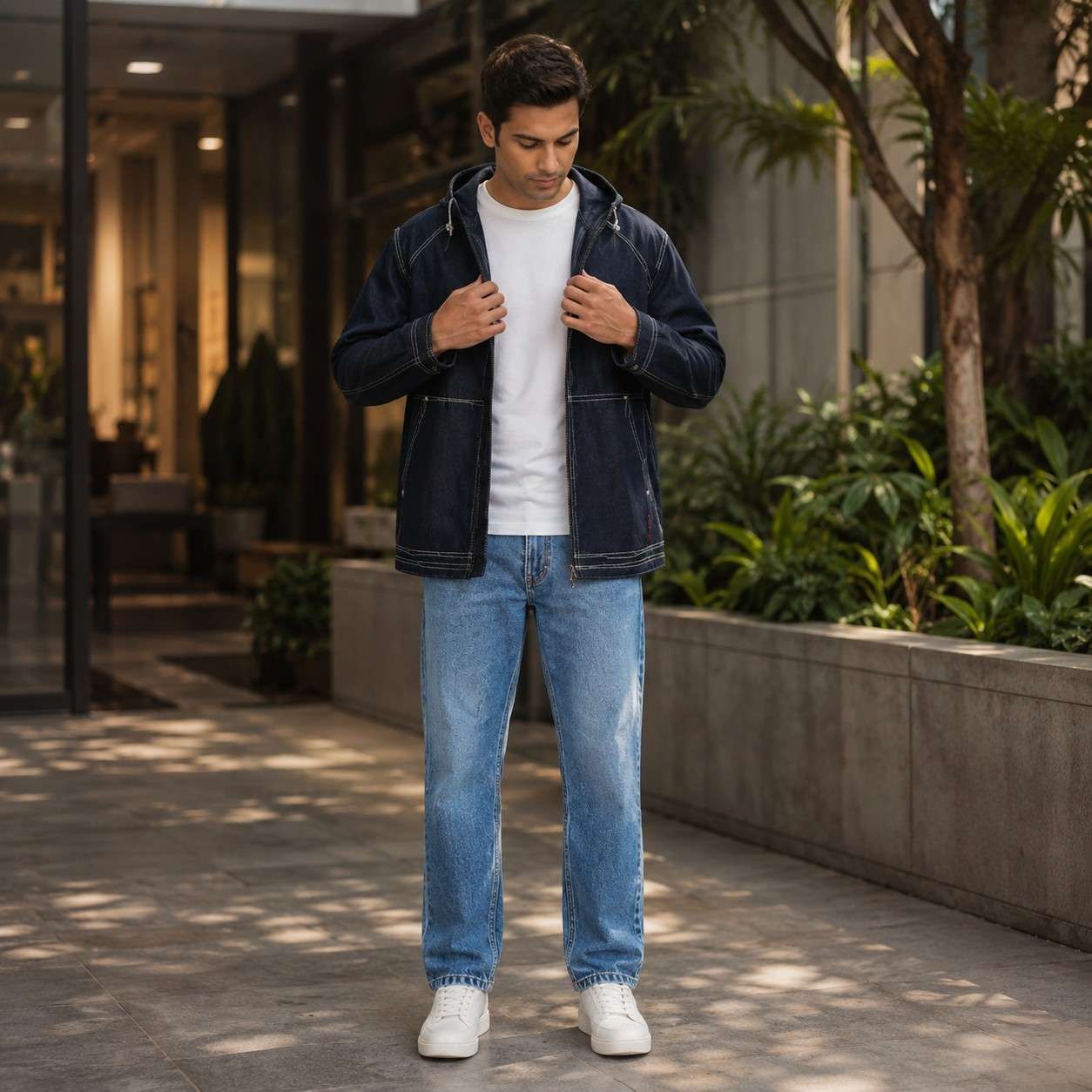 Navy Blue Heavy Zari Designer Jacket For Rent Online Now