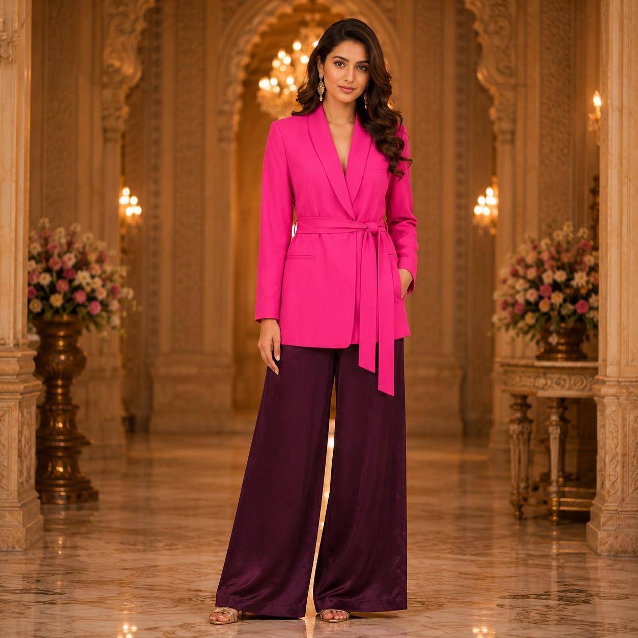 Pink Party Wear Blazer For Rent Suit Set