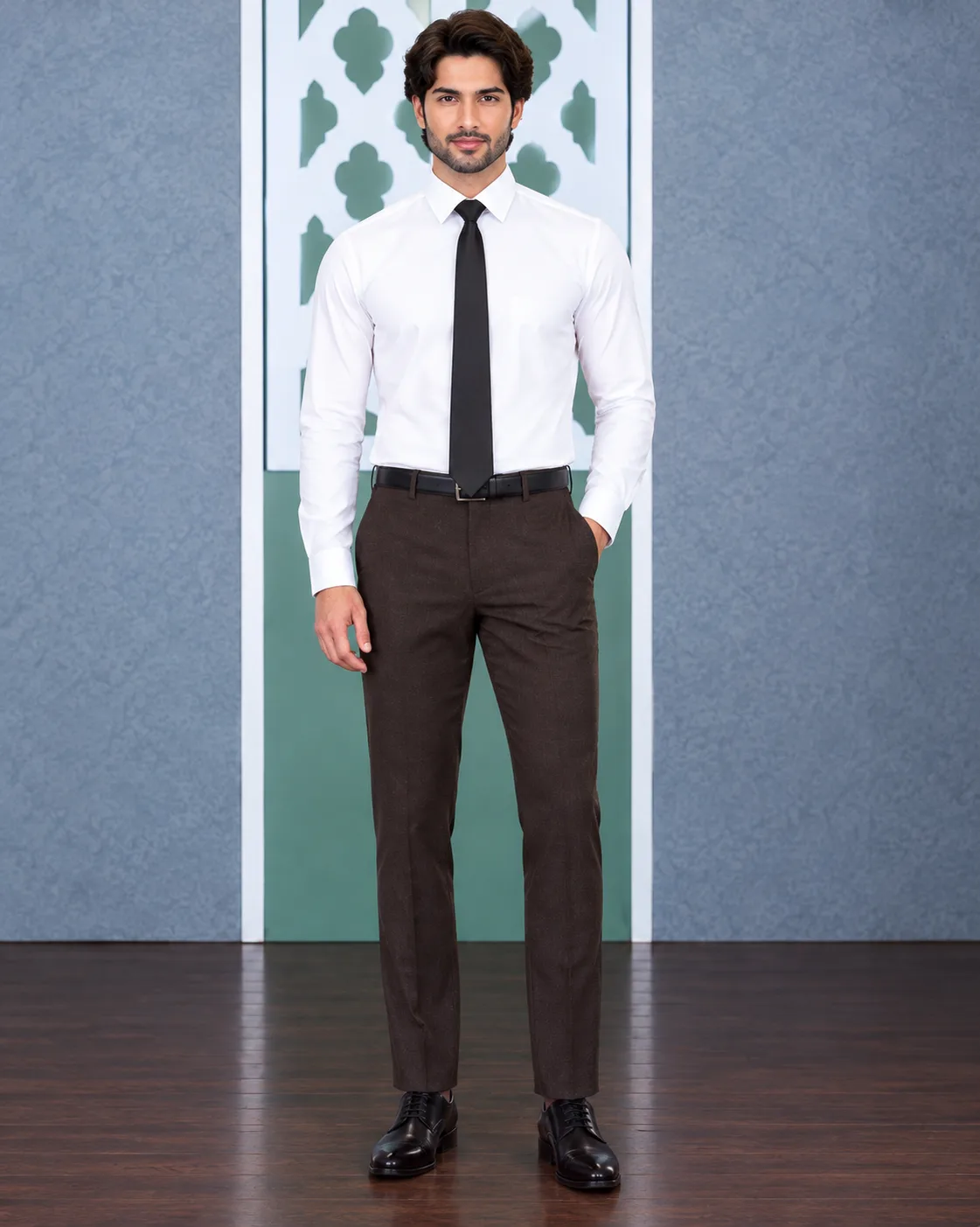 Dark Brown Colour Plain Formal Pant