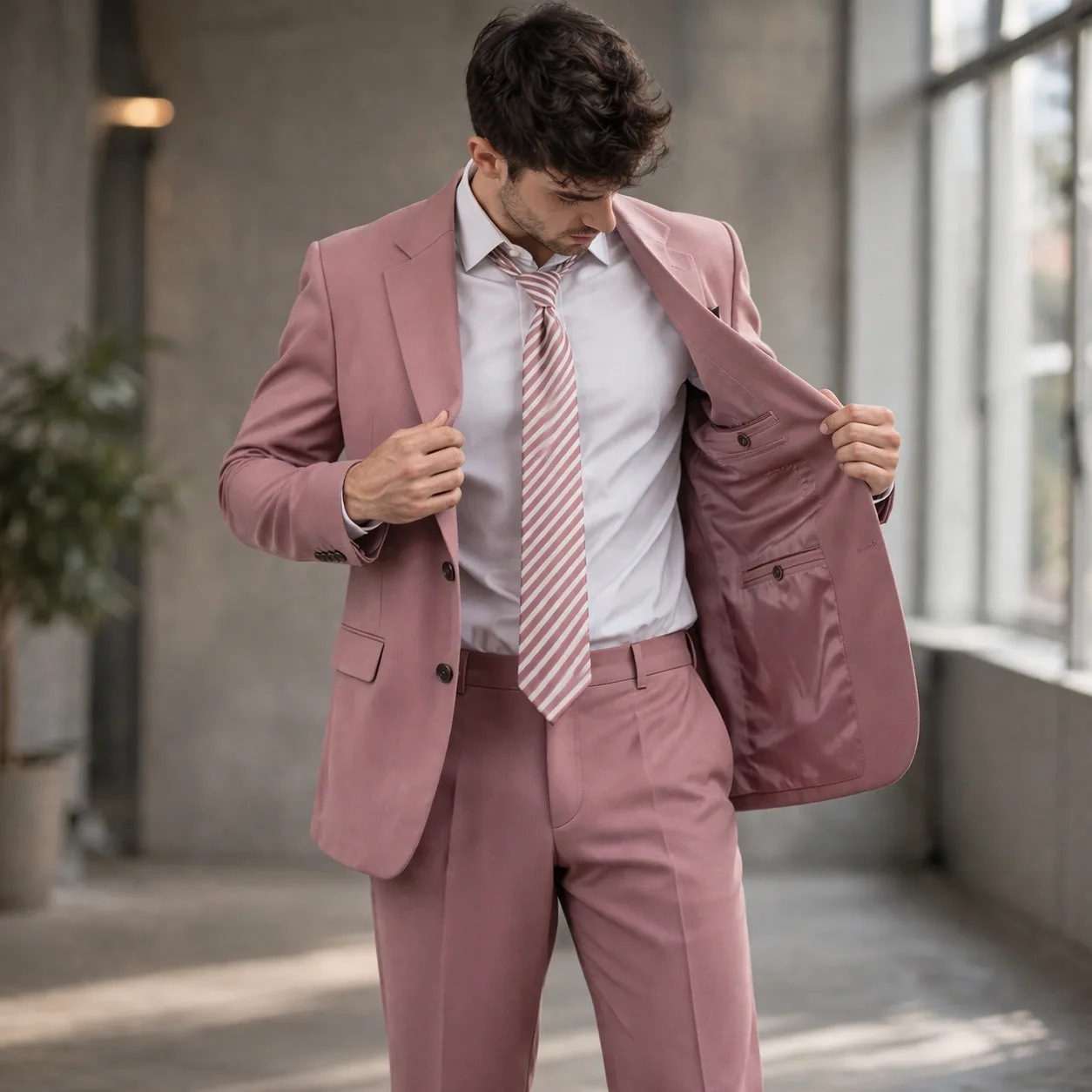 Men's Hot Pink 3-Piece Suit