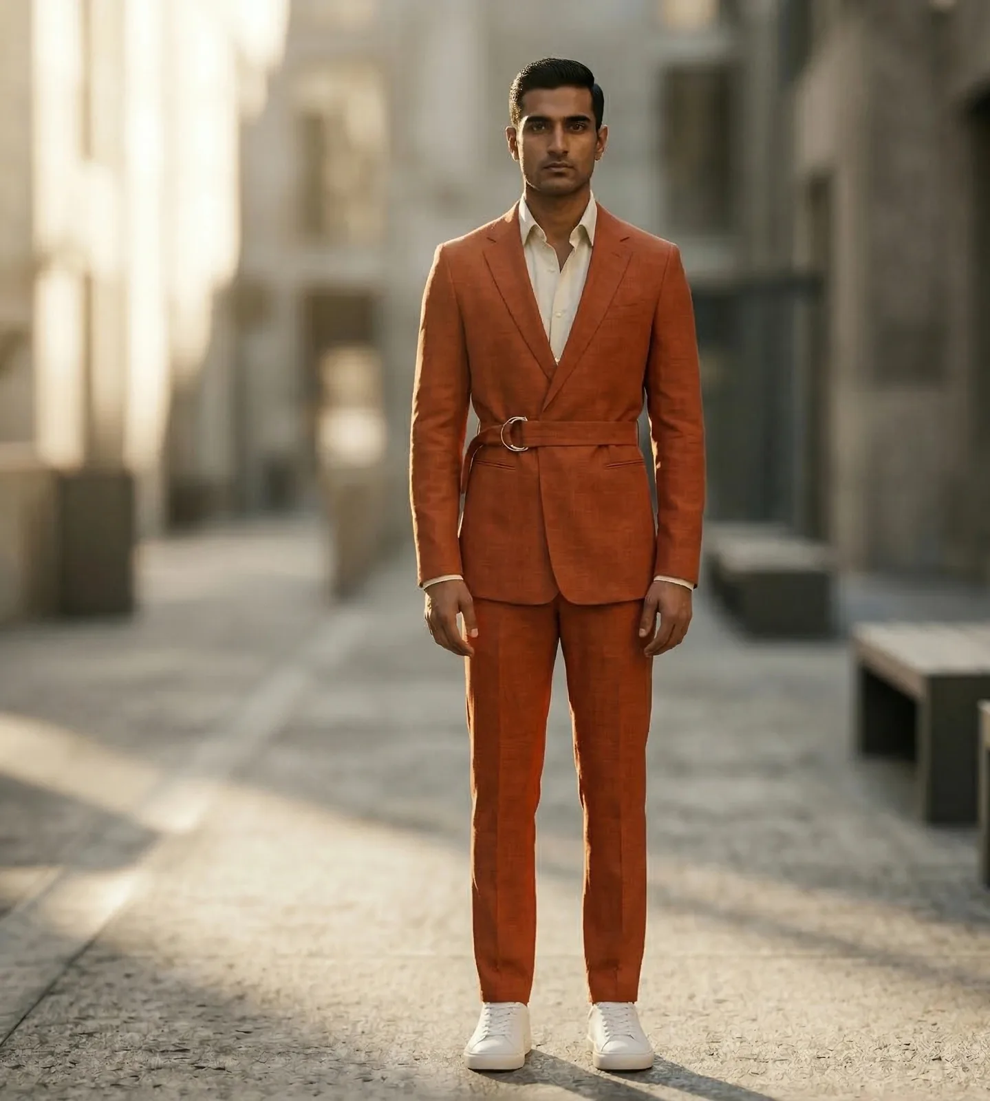 Rust Colour Pattern Coat with Matching Pant on Rent