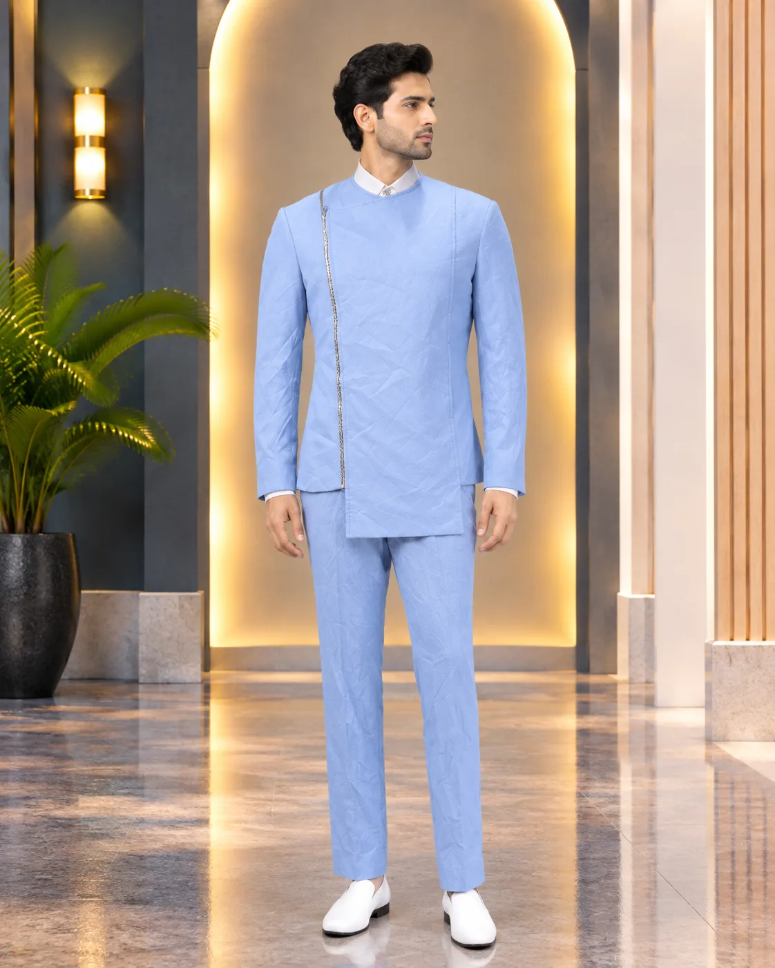 Sky Blue Colour Coat & Fabric Pant