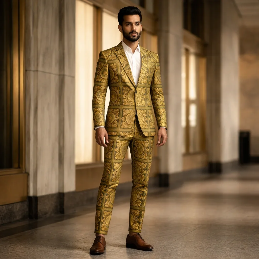Black Base with All-Over Yellow Orange Printed Coat