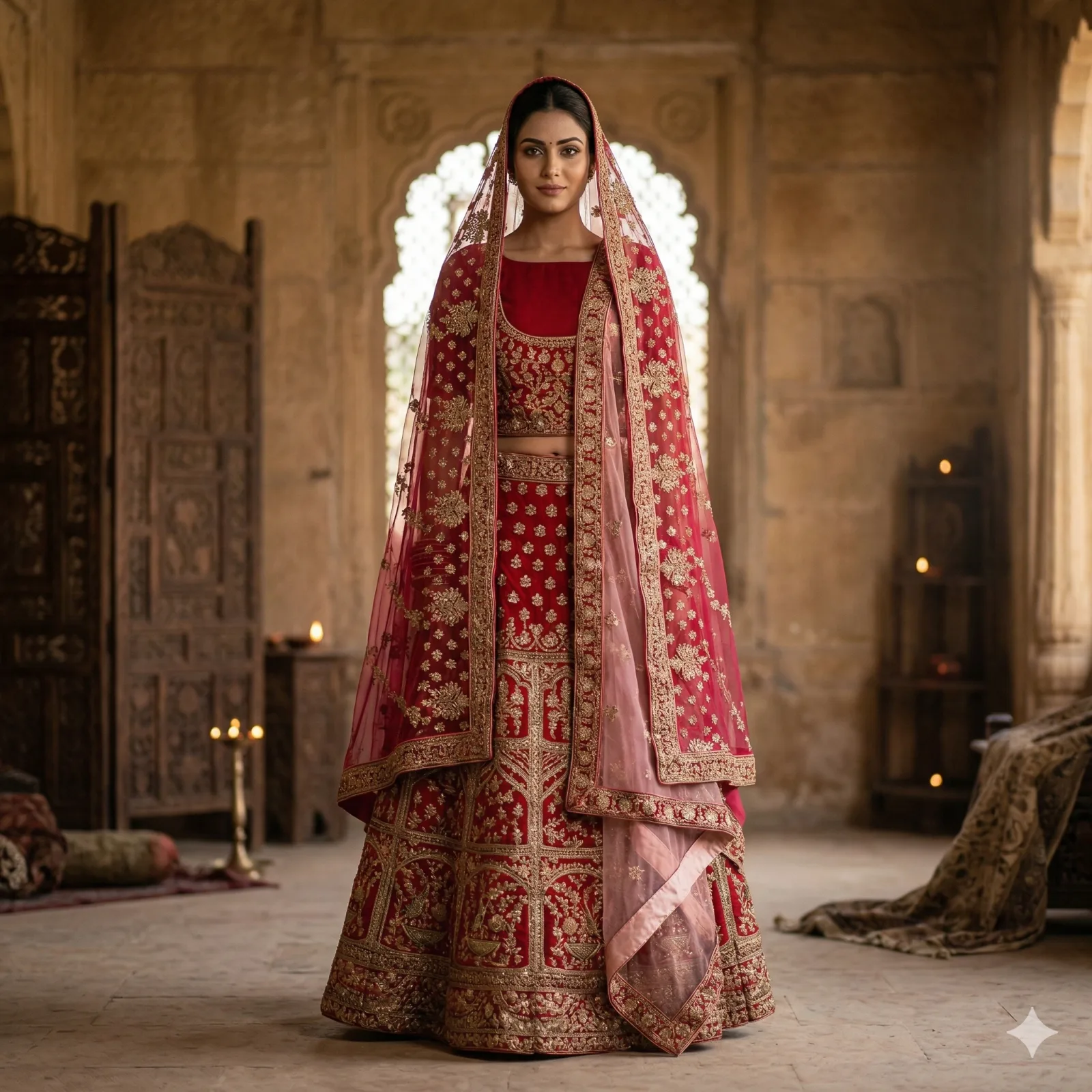 Dark Pink Zardozi Bridal Lehenga on Rent | Mumbai