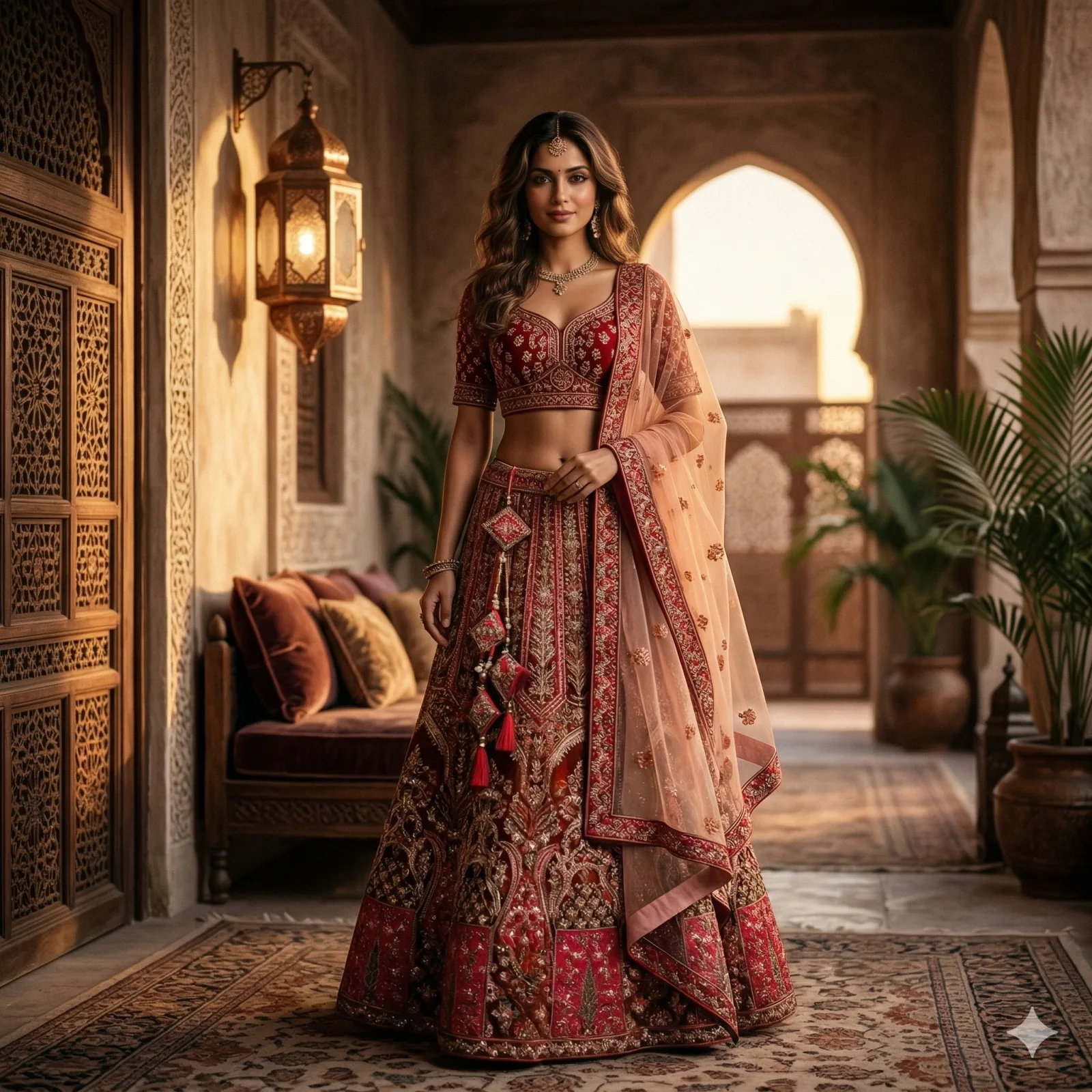 White Velvet Bridal Lehenga on Rent | Mumbai