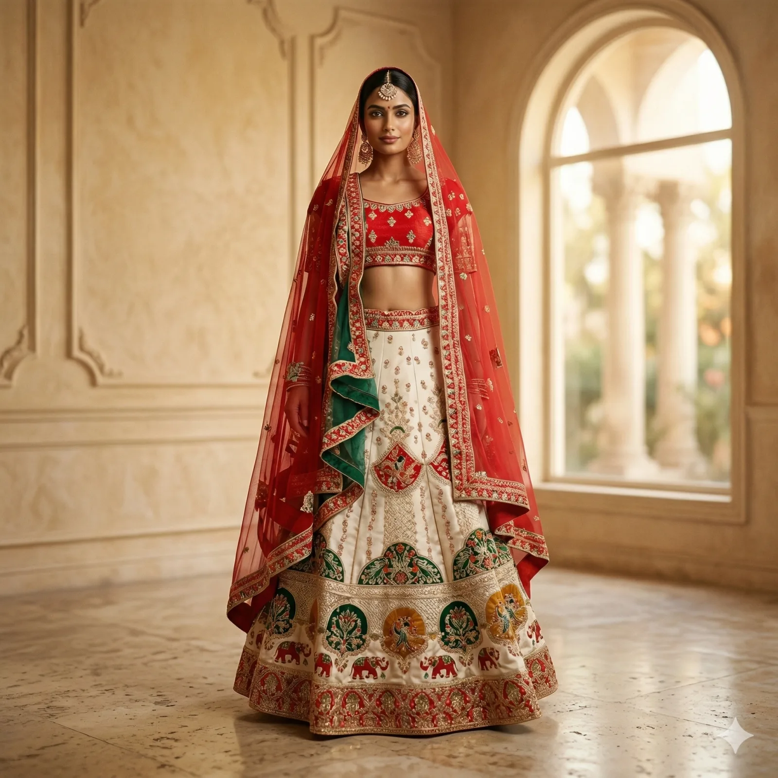 Gold Floral Bridal Lehenga on Rent | Mumbai