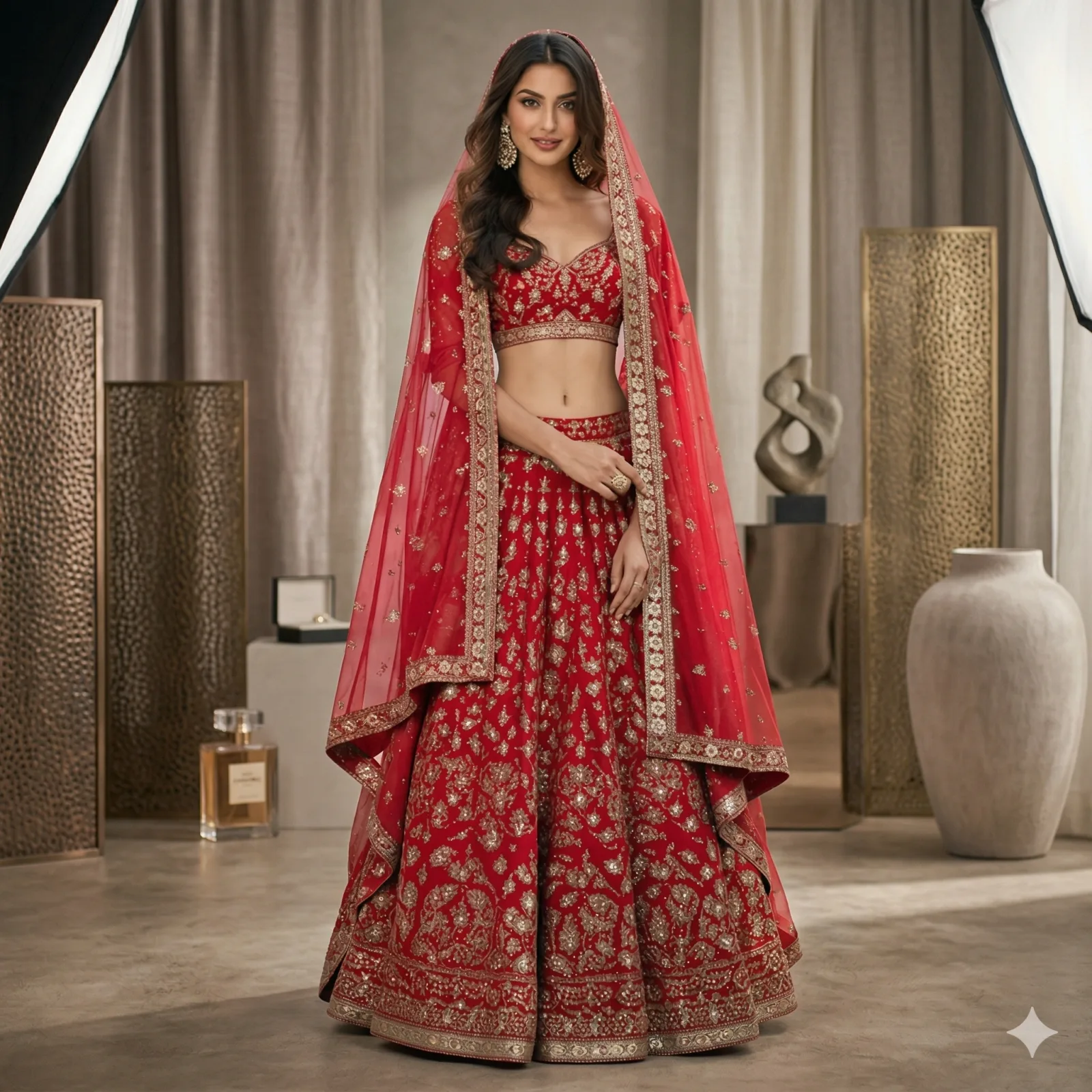 Gold Sequin Bridal Lehenga on Rent | Mumbai