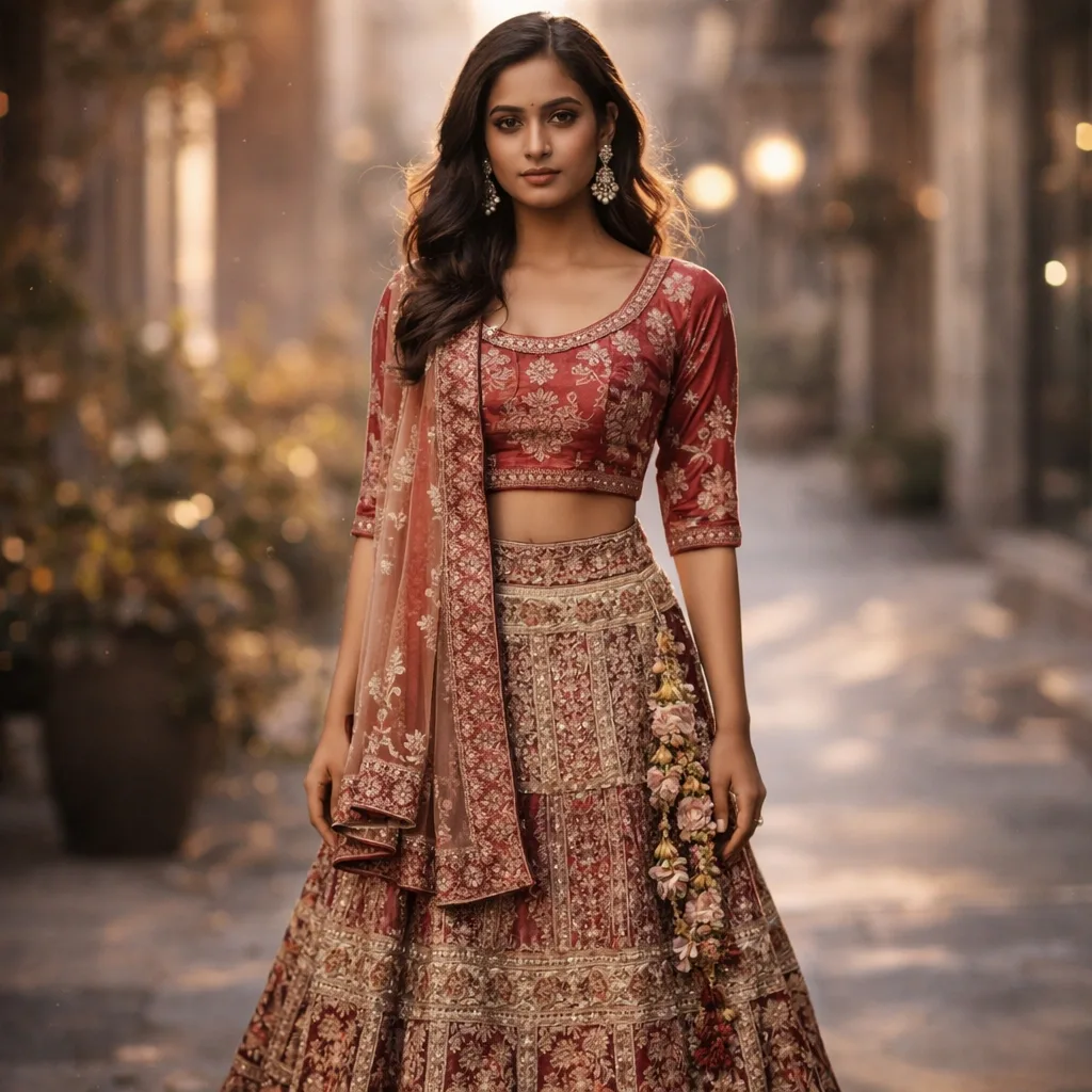 Maroon Sequin Bridal Lehenga on Rent | Mumbai