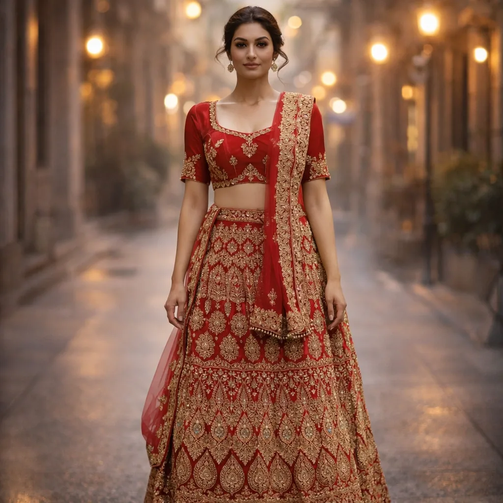 Red Sequin Bridal Lehenga on Rent | Mumbai