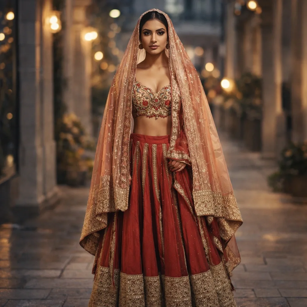 Dark Pink Mirror Bridal Lehenga on Rent | Mumbai