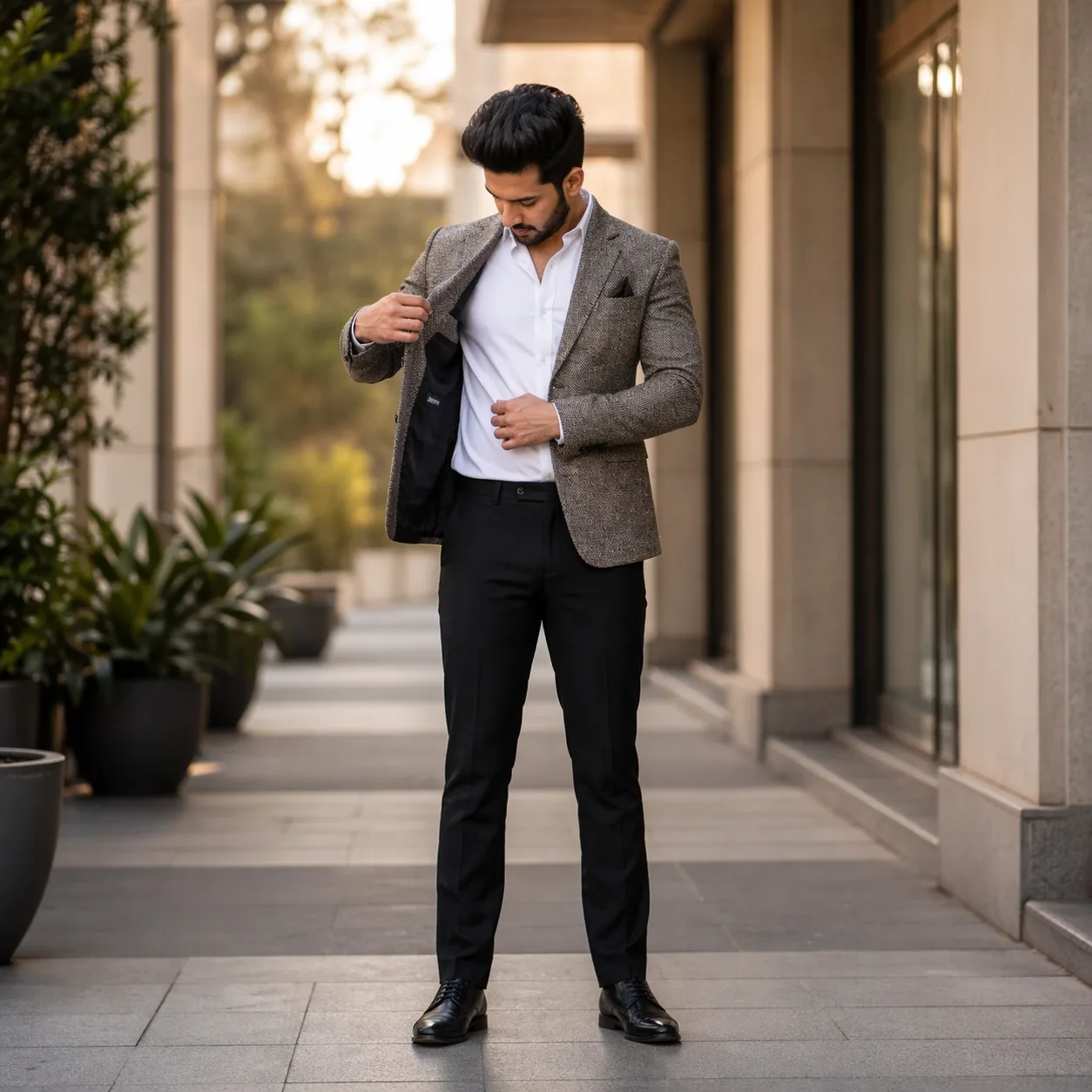 Grey Formal Blazer Suit For Rent Suit Set