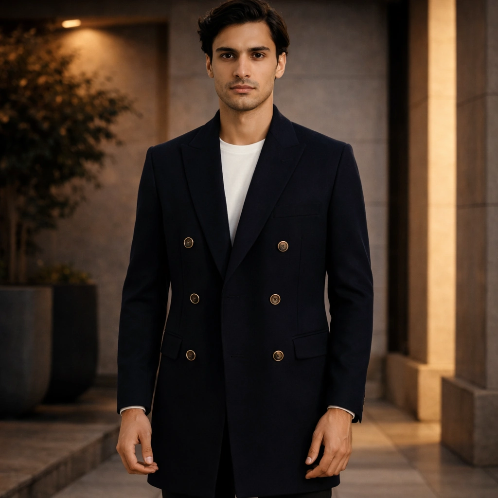 Navy Blue Modern Designer Blazer For Rent