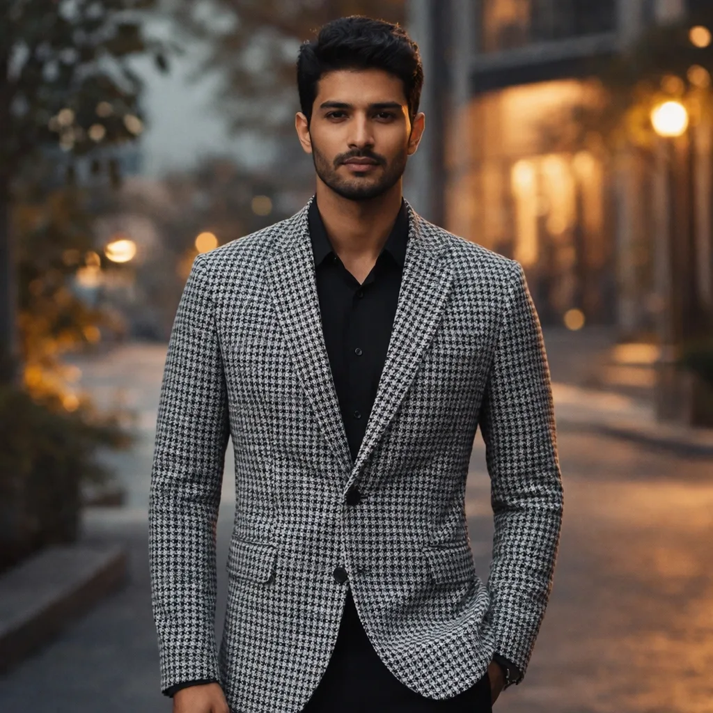 White Classic Check Blazer For Rent Mumbai