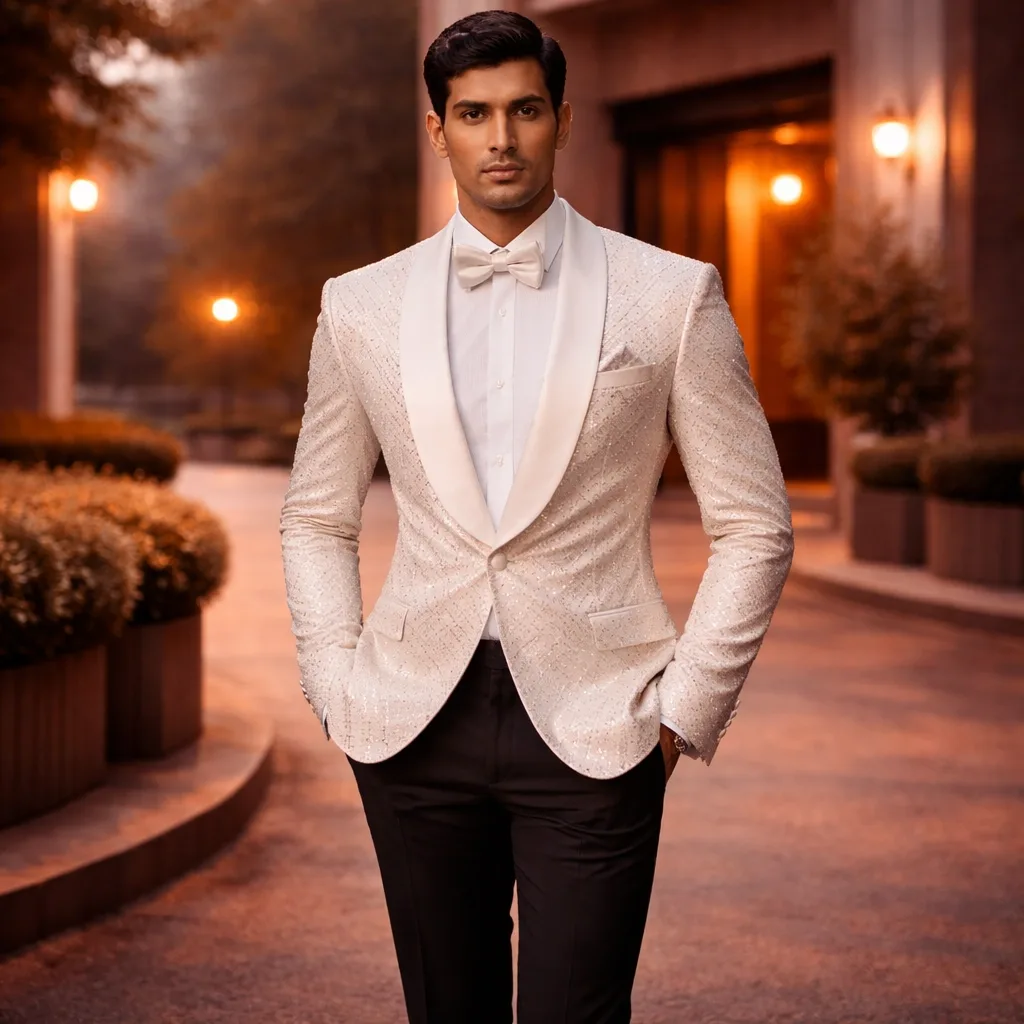 White Formal Sequin Blazer For Rent Mumbai