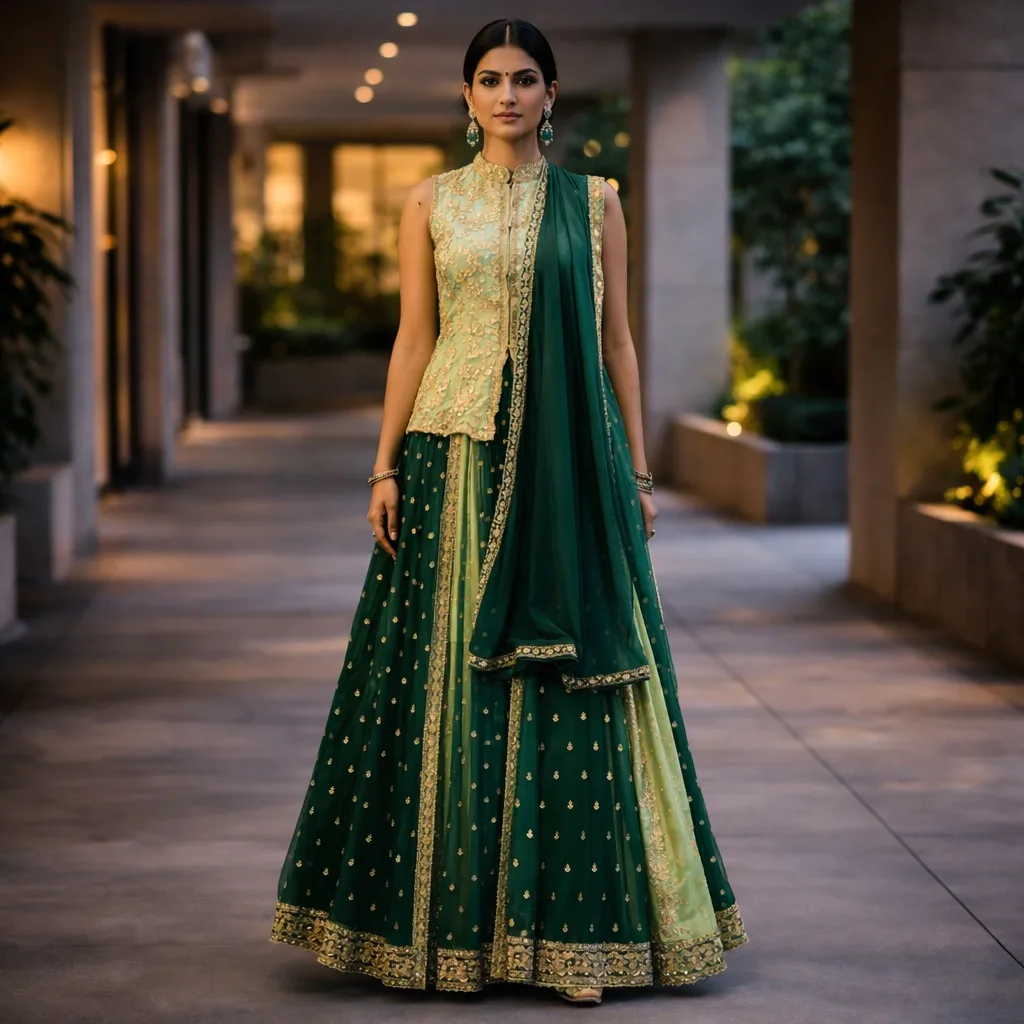Bottle Green Boutique Indo Western Dress For Rent Mumbai