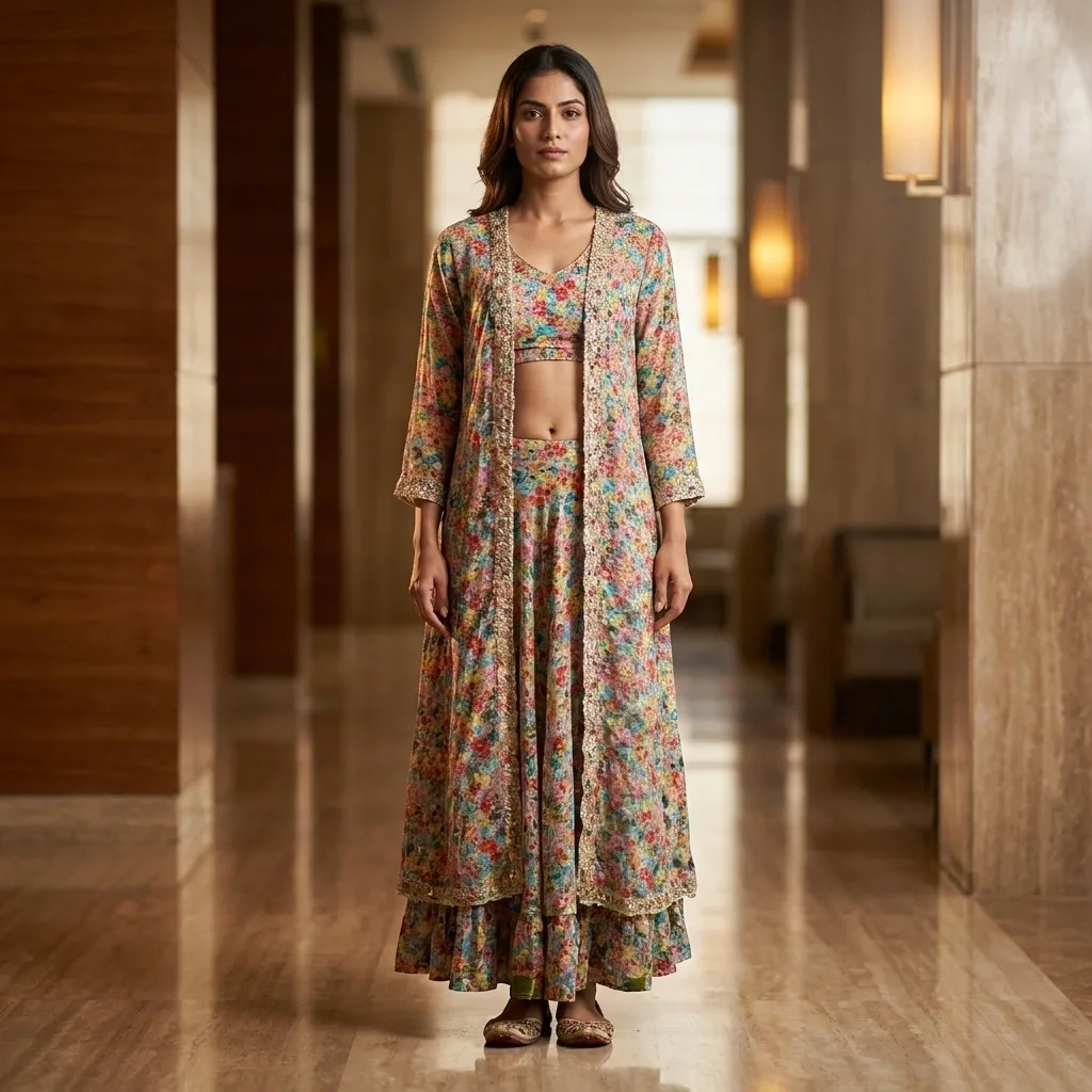 Multicolor Cocktail Indo Western Dress For Rent Online