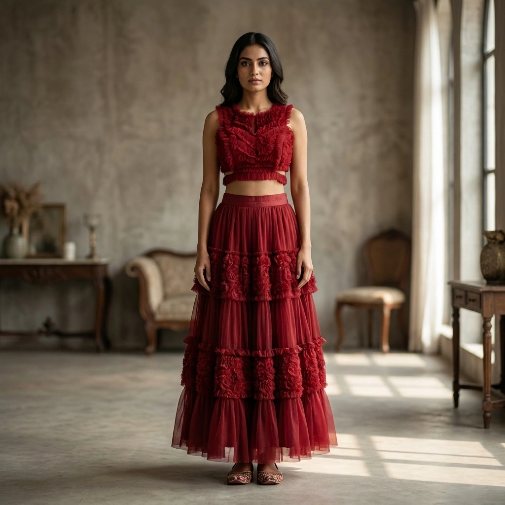 Maroon Occasion Indo Western Dress For Rent Online
