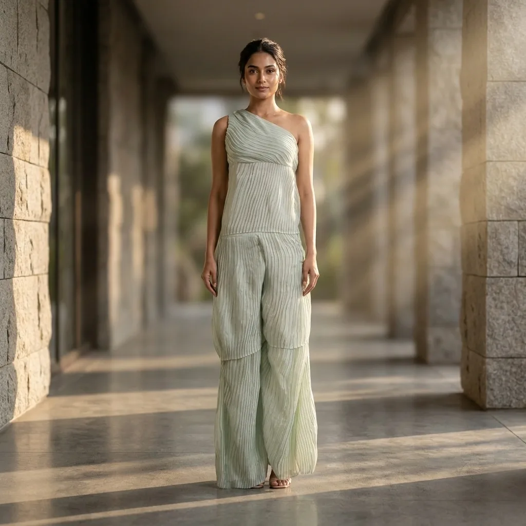 Green Premium Designer Indo Western Dress For Rent