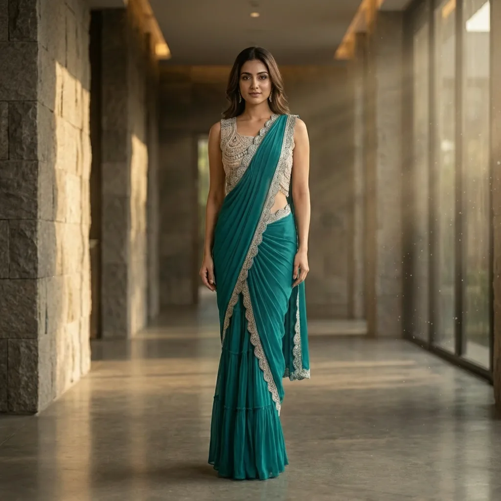 Blue Premium Designer Indo Western Dress For Rent Mumbai