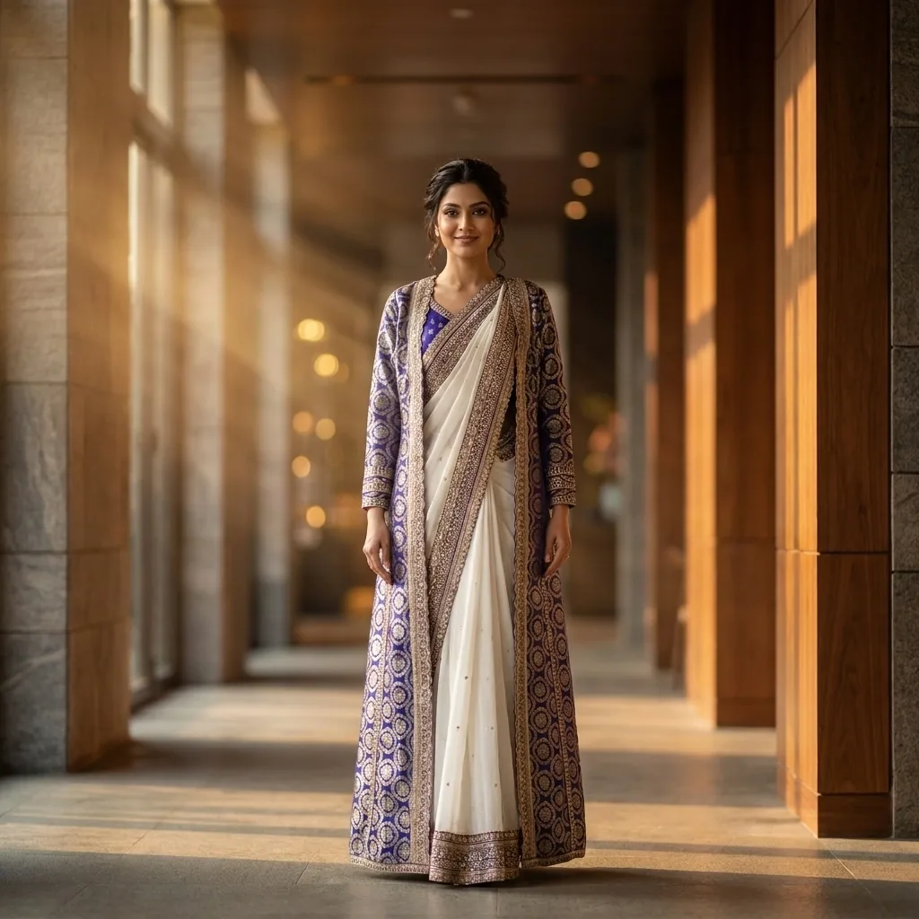Royal Blue Pure Indo Western Dress For Rent In Mumbai