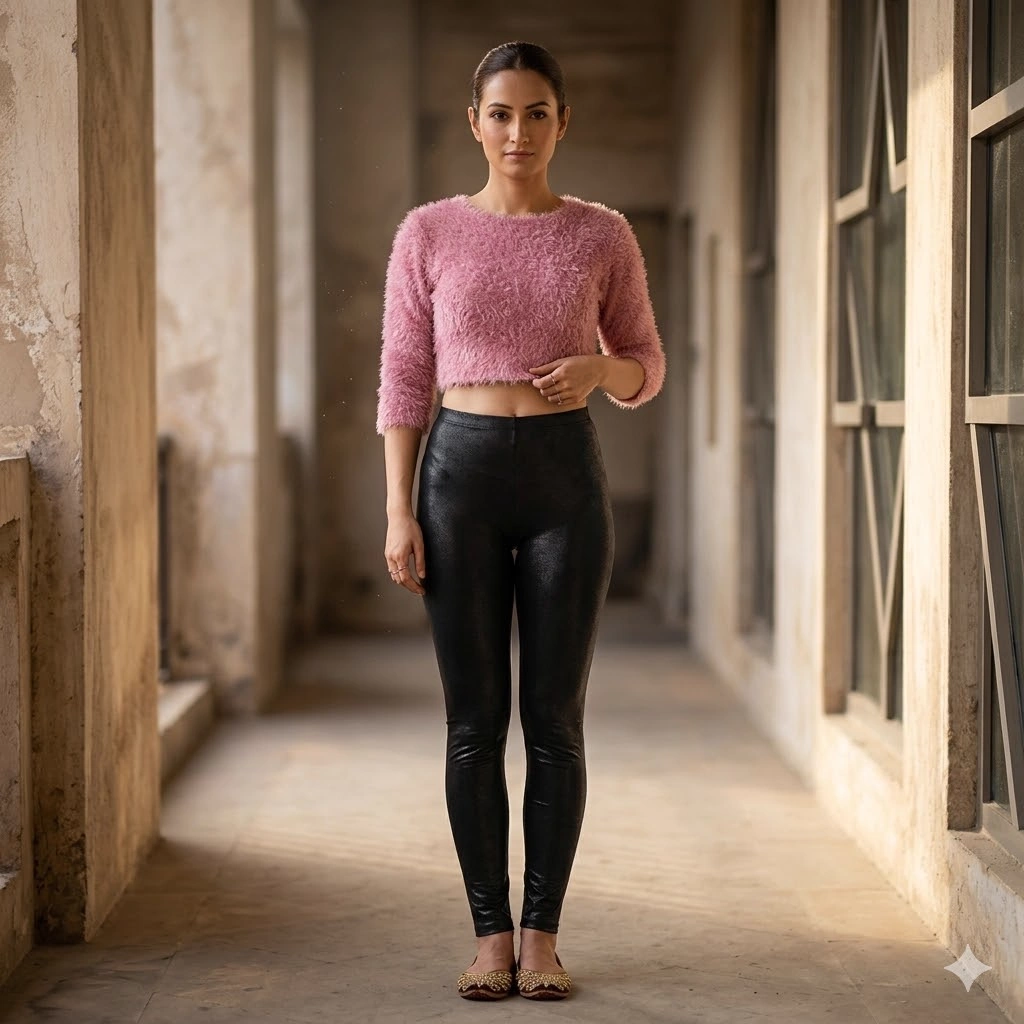 Black Plain Leather Ladies' Jeans on Rent in Mumbai
