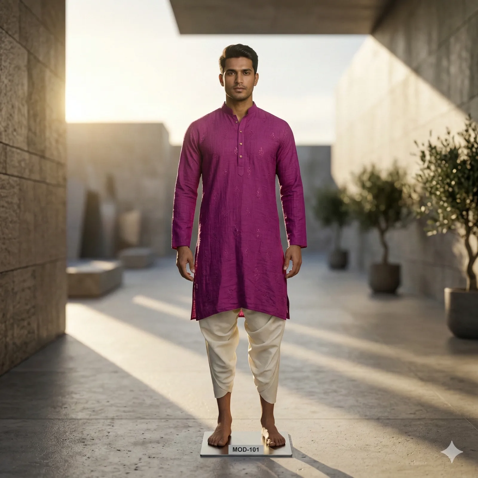 Dark Purple Long Kurta with Potli Buttons on Rent in Mumbai