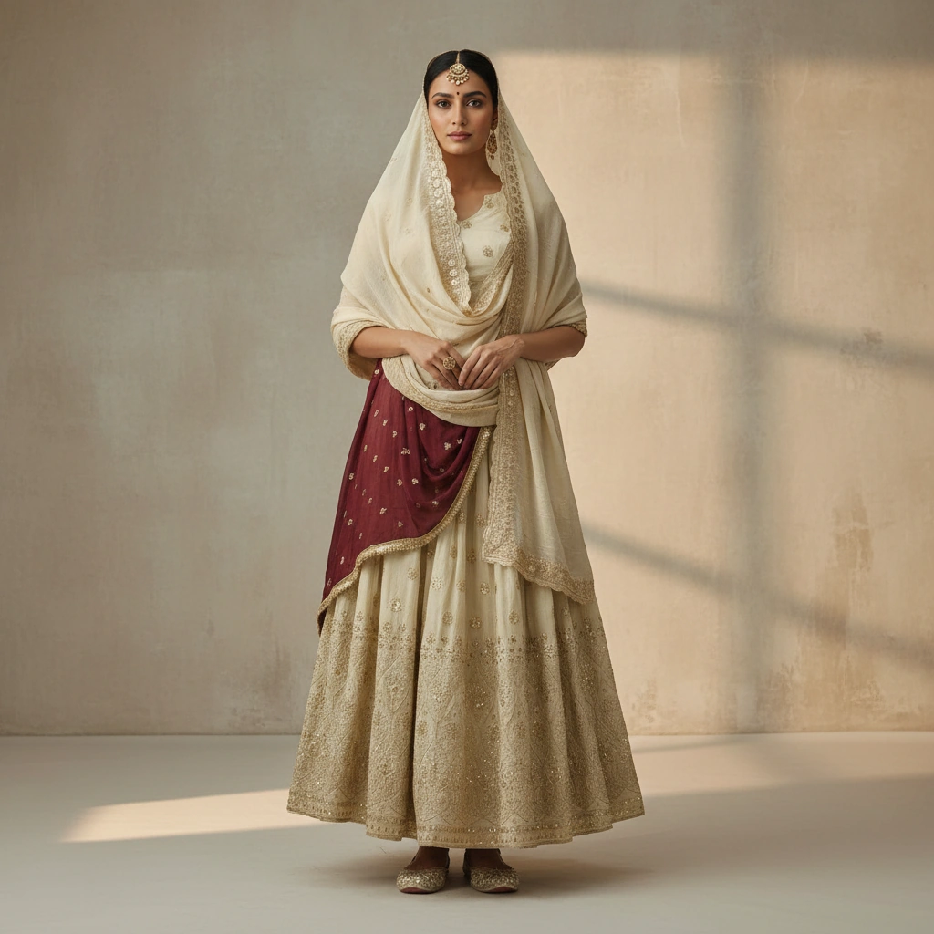 White Tikli Festive Lehenga Choli Rental