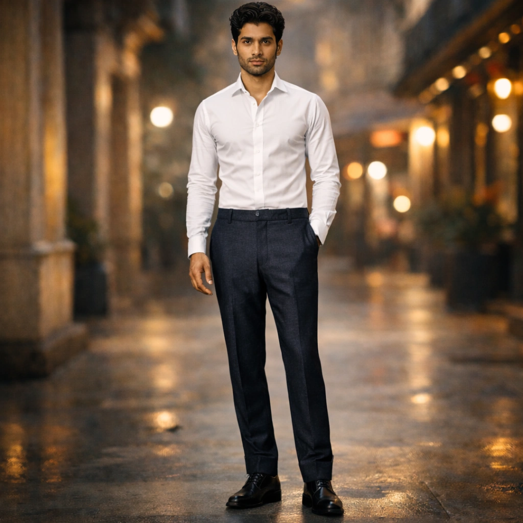 Navy Blue Colour Plain Trouser Pant