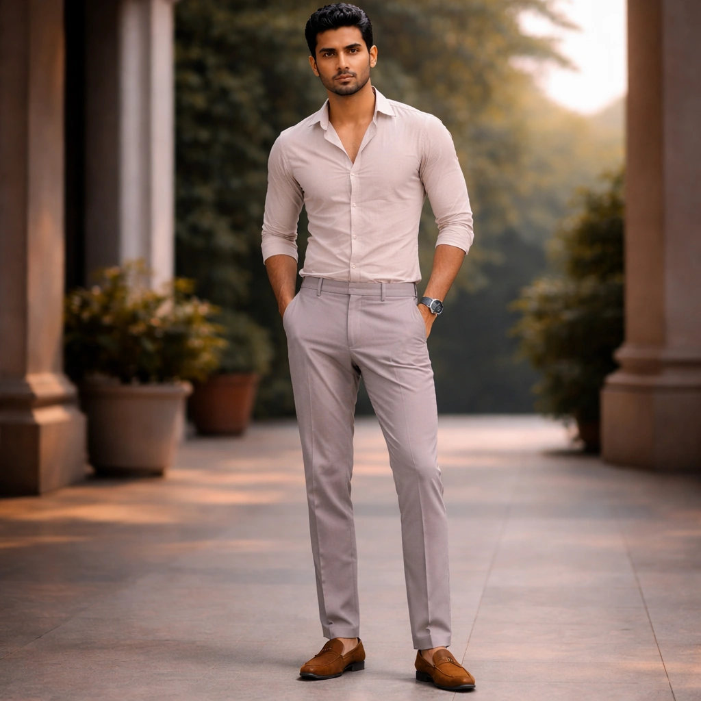 Silver Gray Colour Plain Chinos