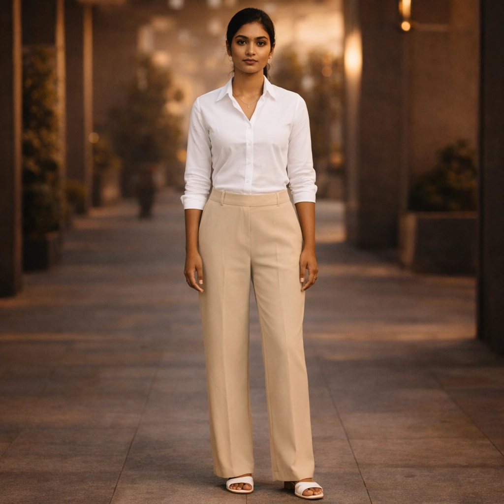 Cream Plain Ladies Pant on Rent in Mumbai