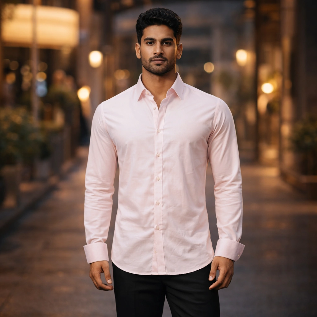 Light Baby Pink Plain Full-Sleeve Shirt