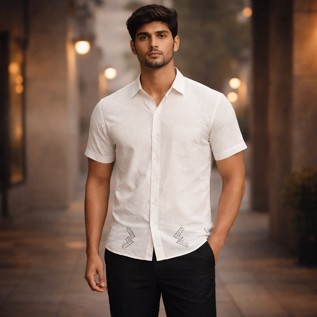 Men's White Chikankari Shirt