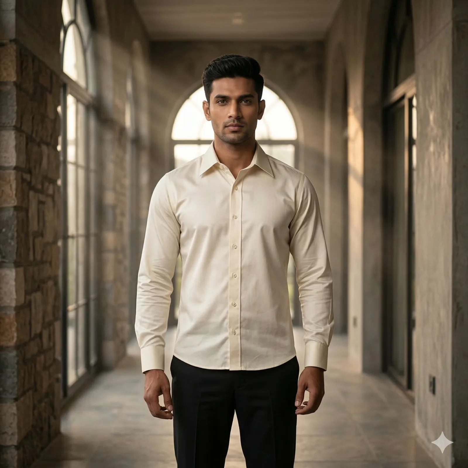 White Colour Plain Shining Shirt