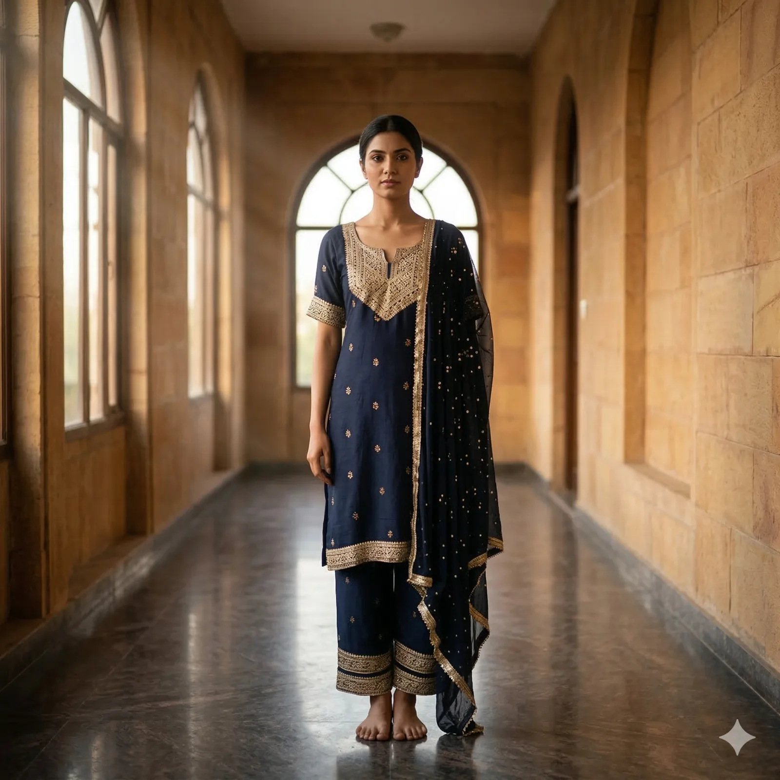 Navy Blue Georgette Kurti Set on Rent in Mumbai