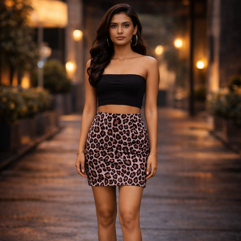 Golden Tiger Print Short Skirt on Rent in Mumbai