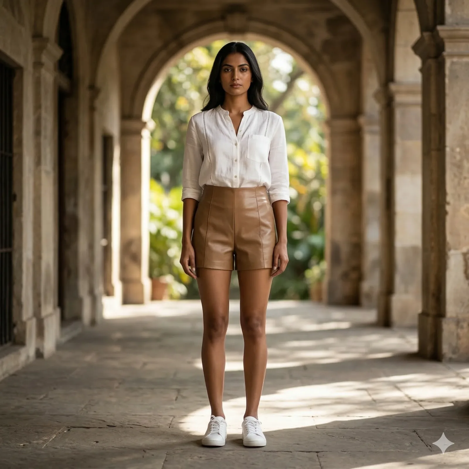 Beige Leather Short Skirt on Rent in Mumbai