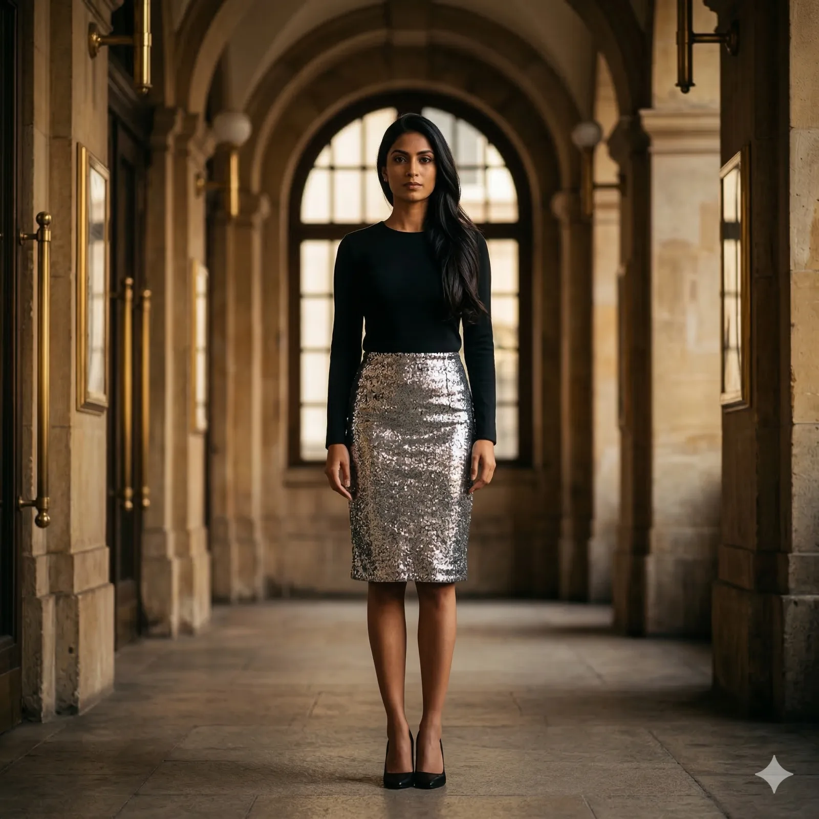 Silver Sequin Work Short Skirt on Rent in Mumbai