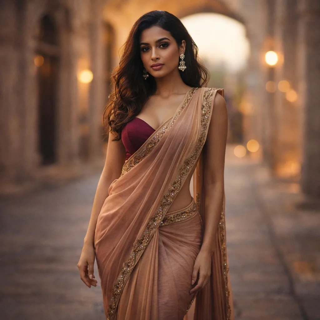 Onion Pink Organza Saree with Gold Thread Work on Rent in Mumbai