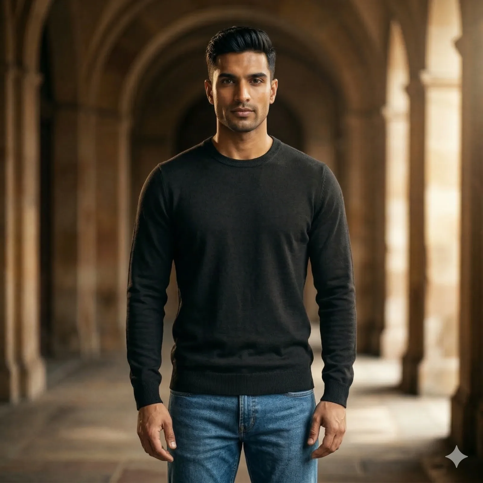Men's Black Cotton Sweatshirt