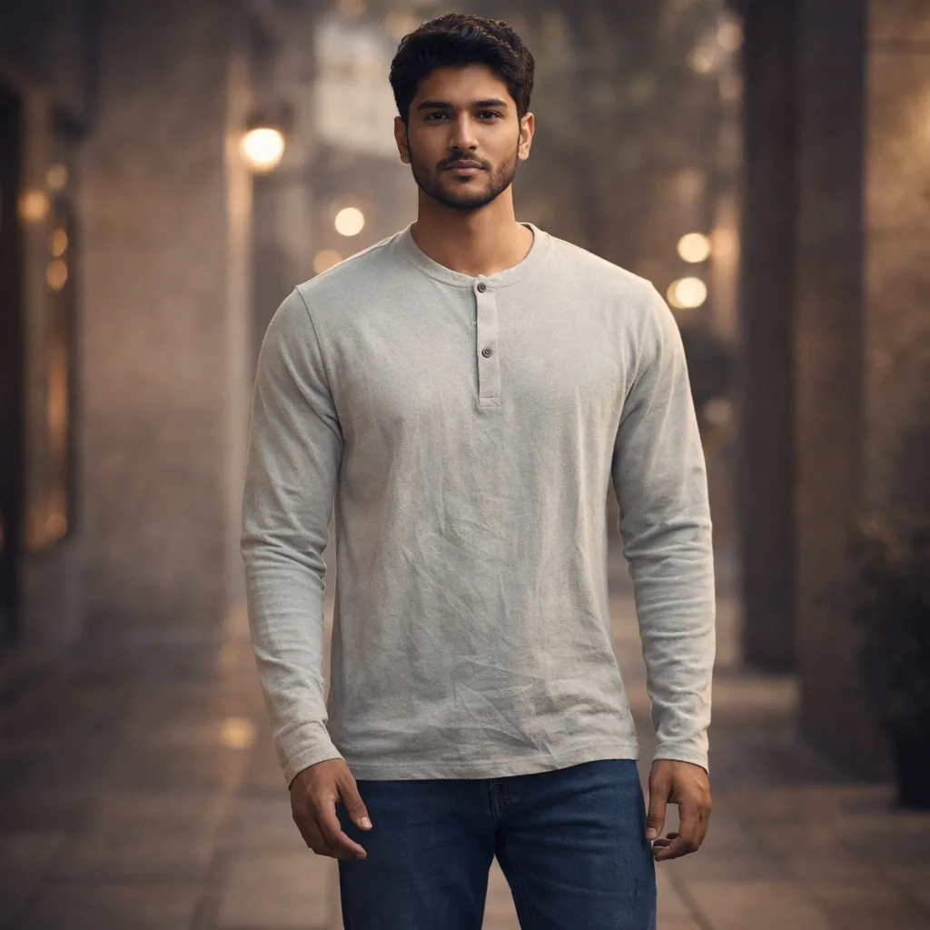 Sky Blue Colour with Self-Texture Round Neck T-Shirt
