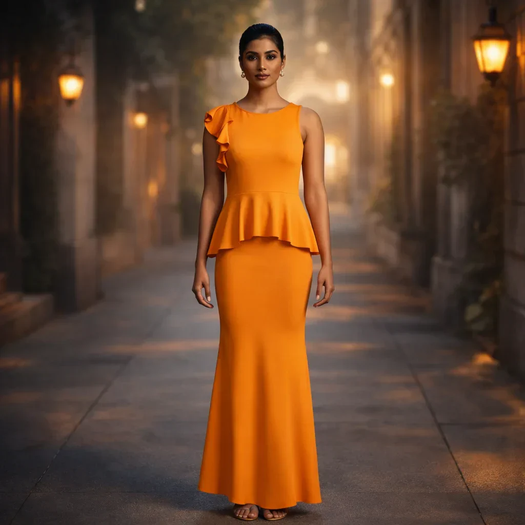 Orange Gown Western Dress For Rent Style
