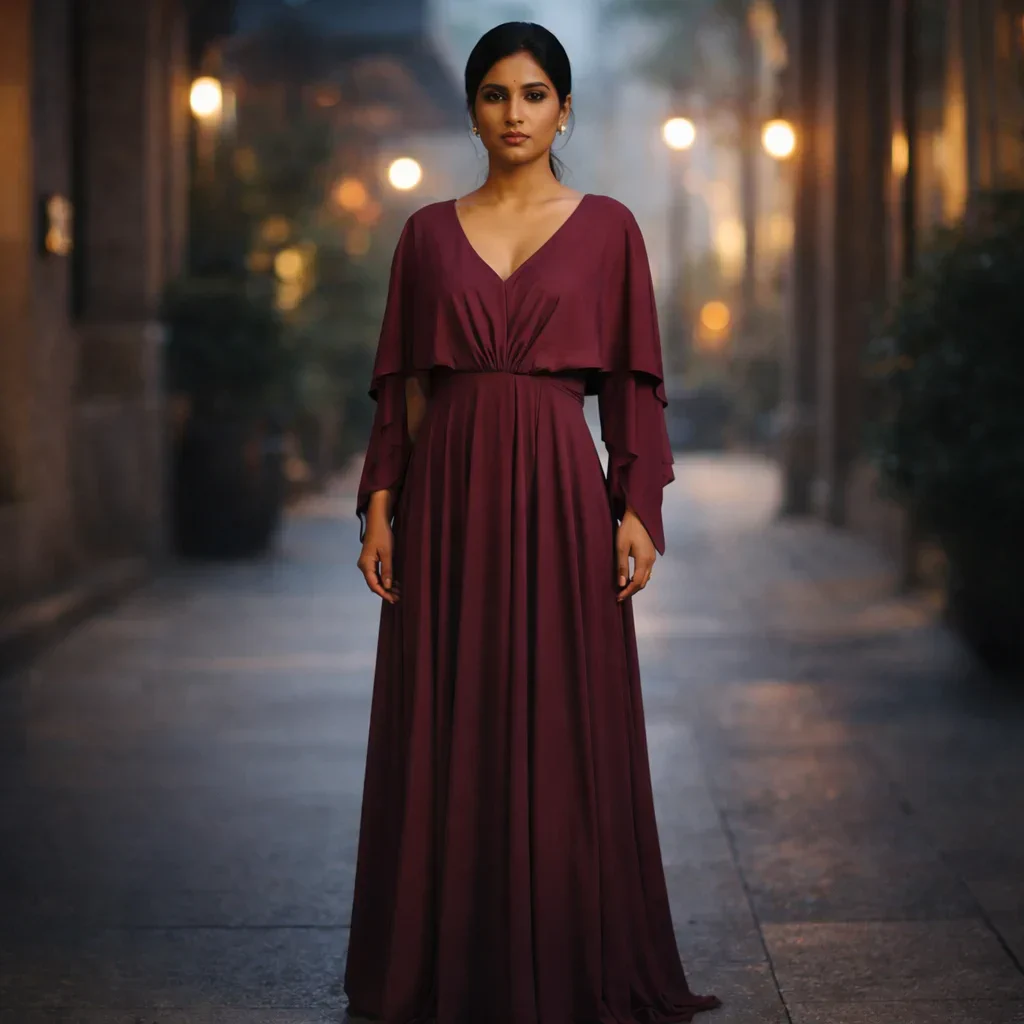 Maroon Gown Western Dress For Rent Style