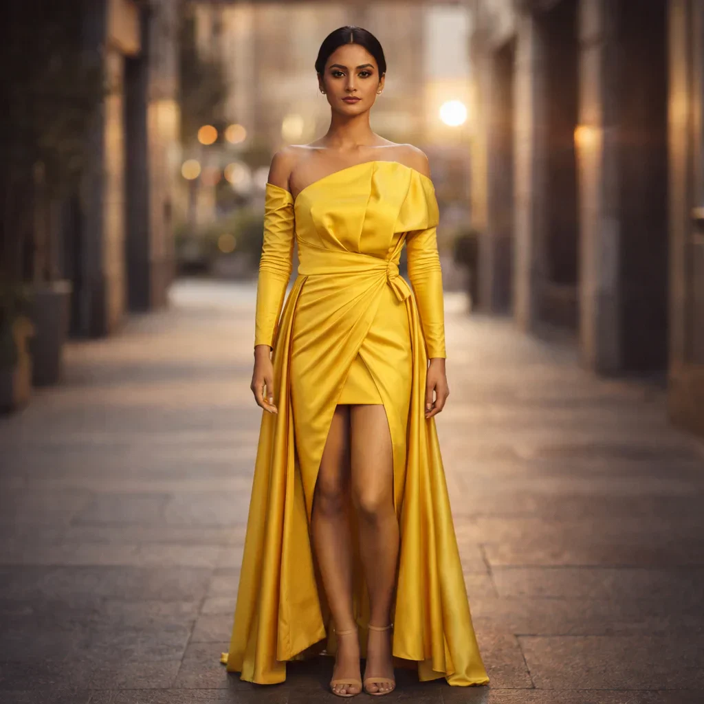 Yellow Gown Party Western Dress Rental Style