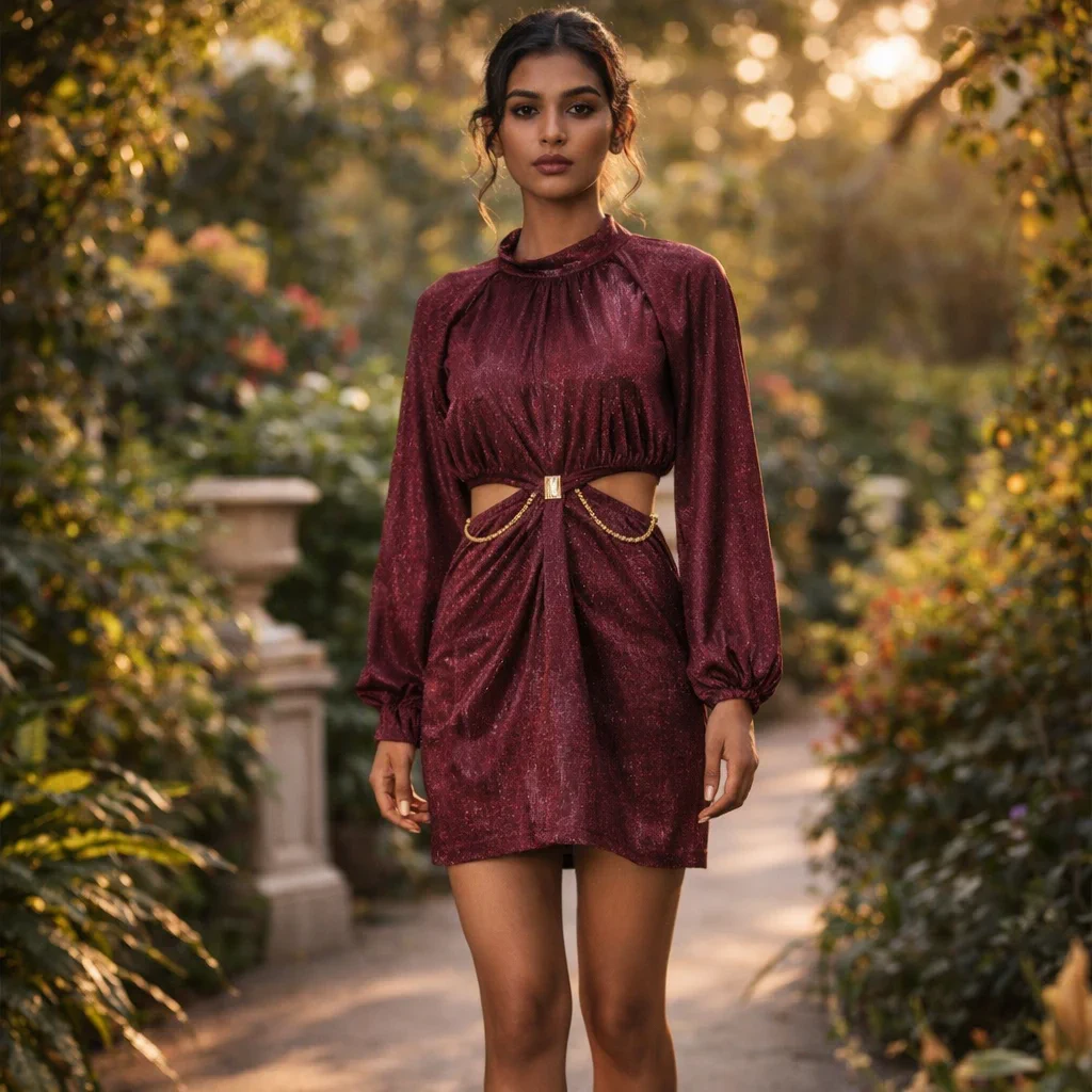 Maroon Cocktail Western Dress For Rent Style