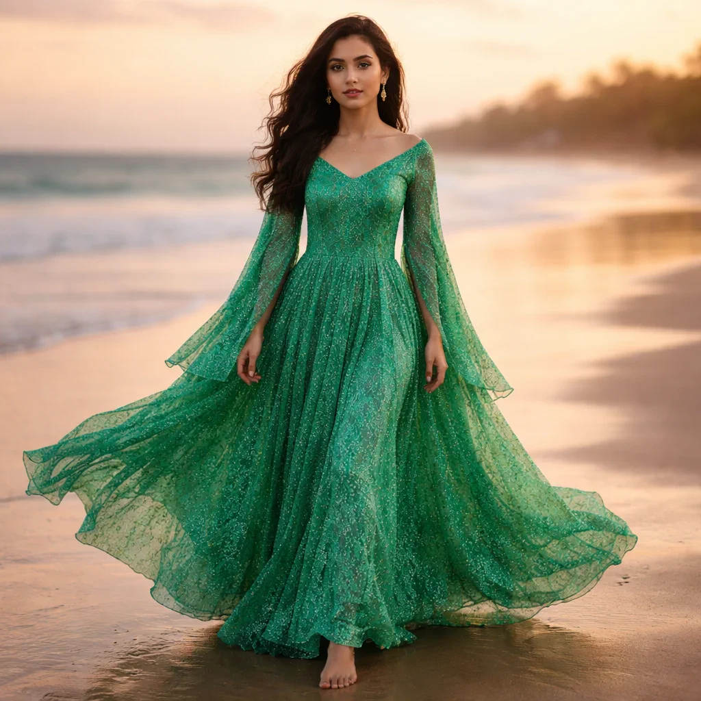 Green Chic Western Dress For Rent Mumbai